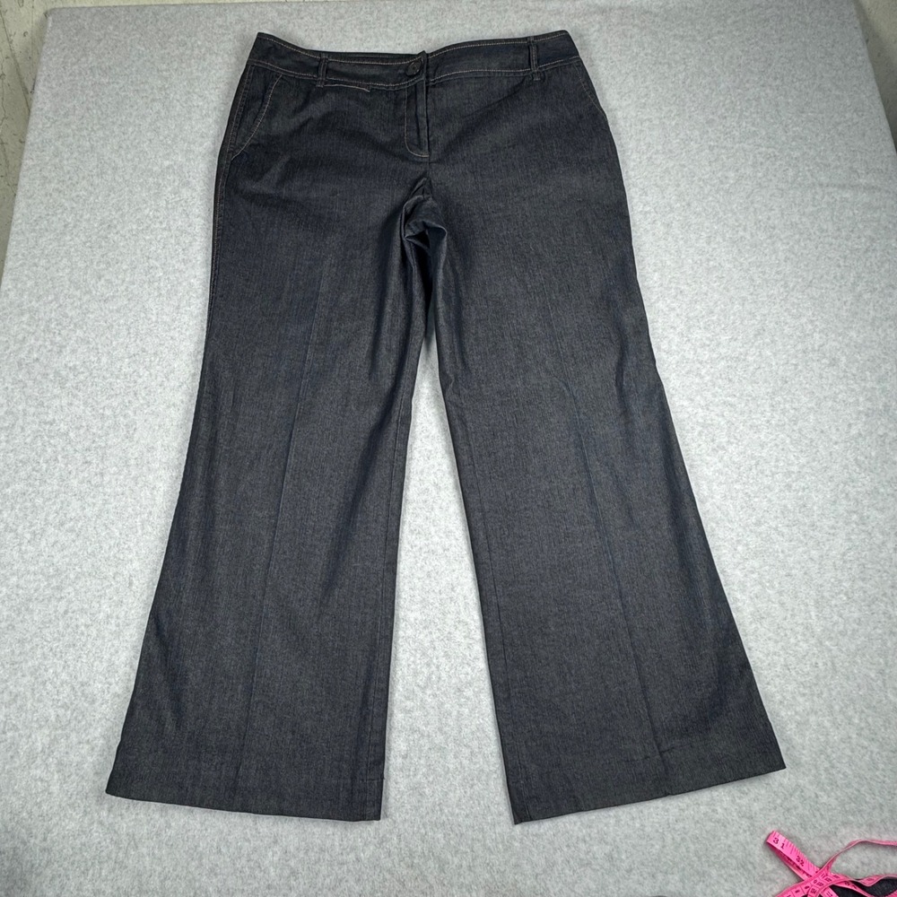 Ann Taylor LOFT Marisa Dark Wash Wide Leg Trousers Jeans Size 14 Mid Rise